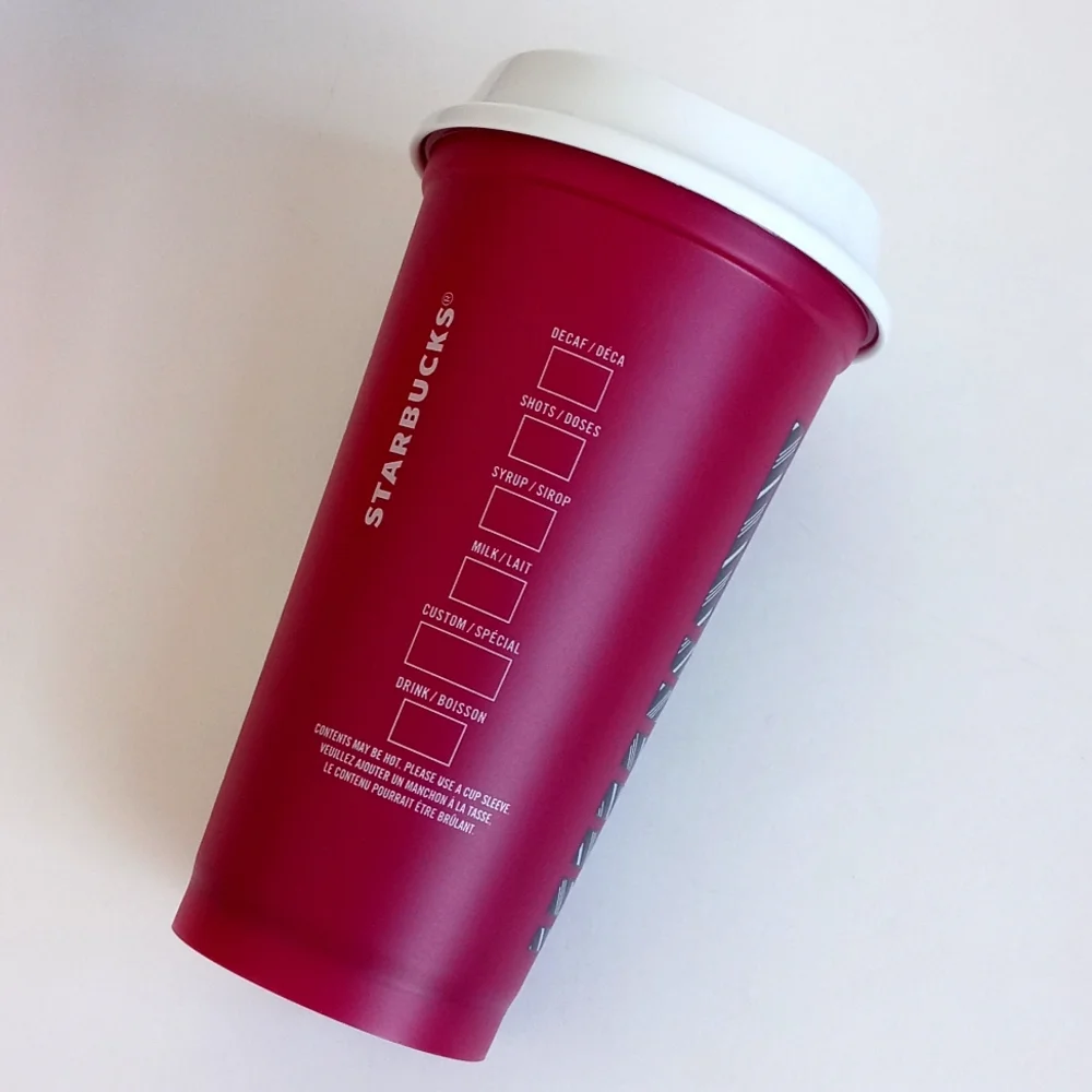 Starbucks Set of 6 Color Changing Reusable 16oz Hot Travel Cups With 6 Lids